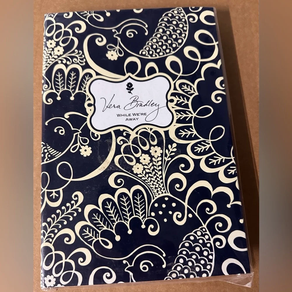 Vera Bradley While We're Away Note Pad Babysitter's Book Twirly Birds Navy Blue